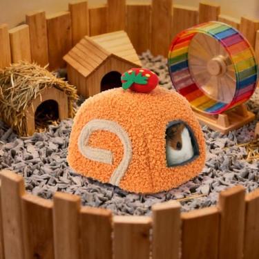 Imagem de Bothyi Cama para hamster, aconchegante, acessório encantador para o inverno, ideal para porquinhos-da-índia, ouriços, furões, pequenos animais de, Laranja