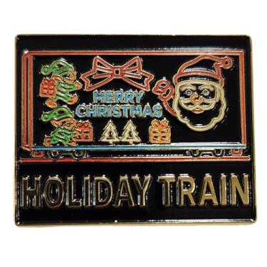Imagem de Broche de lapela de carro de Papai Noel de trem canadense 1,25 esmalte níquel ferrovia