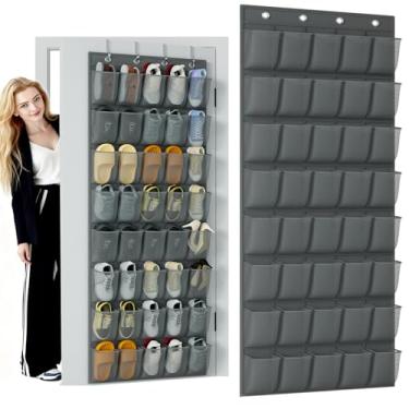 Imagem de homyfort Organizador de sapatos com 40 bolsos grandes sobre a porta, suporte para pendurar em tecido Oxford extra resistente para armário de porta, suporte de armazenamento de sapatos de malha de