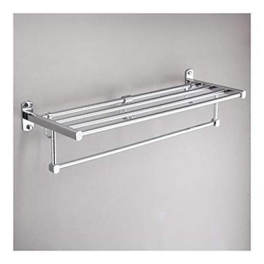 Imagem de Prateleira de banheiro prateleira de banheiro barra de toalha com ganchos móveis latão cromado pendurar na parede trilho de armazenamento de toalha independente 16 ~ 40 polegadas 1030 (tamanho: 80 cm