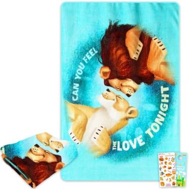Imagem de Disney Cobertor de pelúcia para meninos Rei Leão com 117 cm x 152 cm Simba e Nala Manta Fofa Plus Adesivos, Mais | Cobertor Rei Leão para Crianças