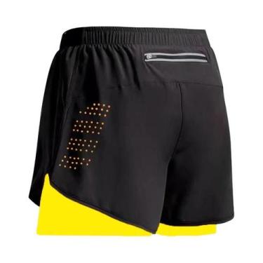 Imagem de Shorts De Corrida Masculinos Pretos 2 Em 1 Camada Dupla Para Fitness E