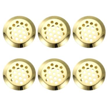 Imagem de PATIKIL Saídas de ar circulares de 0,7 polegadas (19 mm), pacote com 6 venezianas de aço inoxidável Soffit de ventilação de malha redonda para cozinha, banheiro, sapato, armário, guarda-roupa, ouro