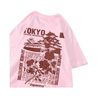 Imagem de Camisetas De Algodão Oversize Femininas Com Estampa De Sakura De Tóqui
