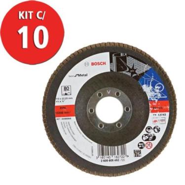 Imagem de Kit c/ 10 disco flap std for metal fa gr80 115mm bosch