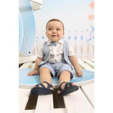 Imagem de Conjunto Luxo 3 Pç Colete Bebê Menino Verão Lessa Kids B9068-Masculino