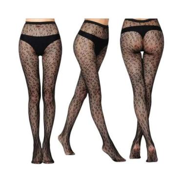 Imagem de Meias-calças Femininas Sensuais De Malha Transparente Com Estampas Gót