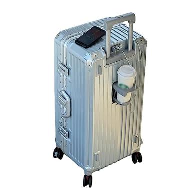 Imagem de Mala de roda universal, interface USB com senha, carrinho largo com separação seca e molhada, armazenamento de grande capacidade, adequado para viagens (prata 86 cm)