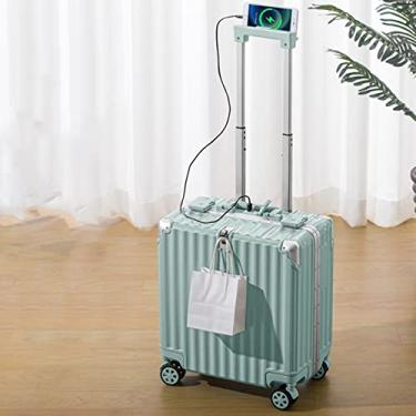 Imagem de TREEYX Mala multifuncional, pequena de 45,7 cm com rodas universais de moldura de alumínio, cofre, adequada para passeios de negócios (azul claro)