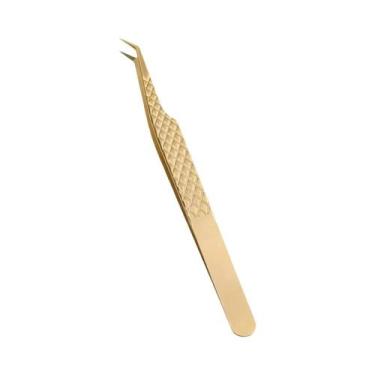 Imagem de Pinça Para Cílios Com Pontas De Fibra Dourada GEMERRY Profissional De 