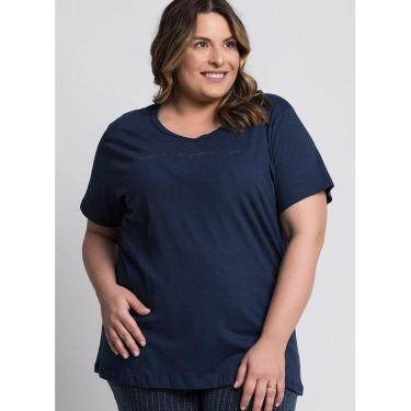 Imagem de T-shirt Feminina Plus Size Malha Algodão Estampada "Happiness looks gorgeous on you" - Serena-Feminino