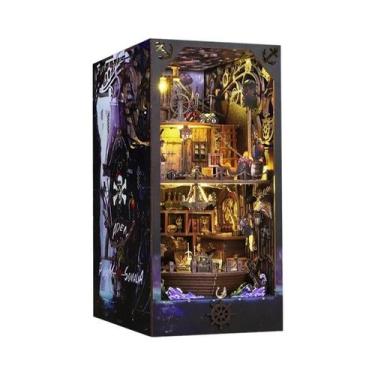Imagem de Kit DIY Infantil De Miniatura: Estante De Livros De Madeira Com Luz, C
