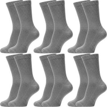 Imagem de Kit 6 Pares Meias Cano Médio Longo Academia Sport Atacado - Flat Socks
