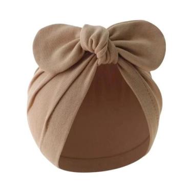 Imagem de Gorro De Algodão Para Meninas E Meninos Com Laços Para Recém-Nascidos 