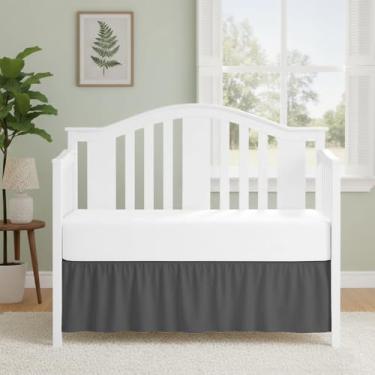 Imagem de Saia para cama de berço de luxo 71 cm x 132 cm com queda de 35 cm, macia e respirável, com babados, serve para berços e crianças pequenas, tecido de microfibra, babados, saia para bebês meninos ou