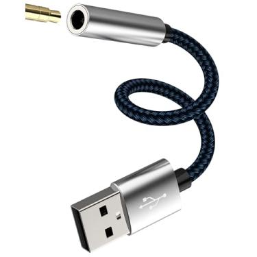 Imagem de Adaptador USB macho para conector de áudio de 3,5 mm fêmea conversor de placa de som dac fone de ouvido digital auxiliar porta USB-A microfone cabo de interface dongle estéreo computador laptop