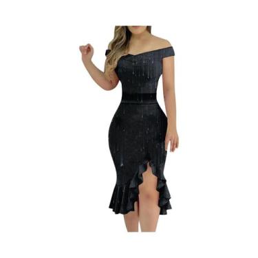 Imagem de Vestido De Festa Elegante Para Mulheres, Sexy, Com Ombros Descidos, Re