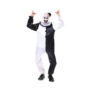 Imagem de Fantasia De Palhaço Assassino Preto E Branco, Macacão Justo Para Mulhe
