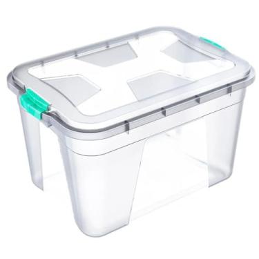 Imagem de Caixa Organizadora Transparente 20 Litros com Tampa e Travas Laterais