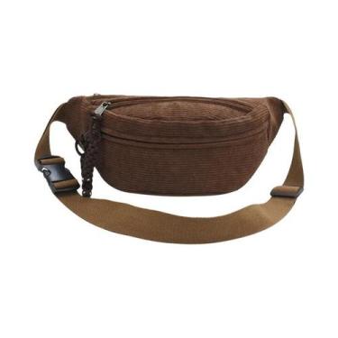 Imagem de Bolsa De Cintura Casual Feminina Em Corduroy, Bolsa De Moda Para Cintu