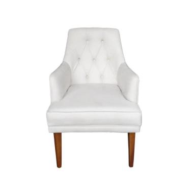 Imagem de Cadeira Poltrona Decorativa Paris Sala De Jantar Recepção Retro Com Braça Suede Branco Lar Móveis E Decoração