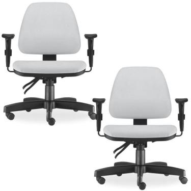 Imagem de Kit 02 Cadeiras Escritório Sky L02 Couro Sintético Branco