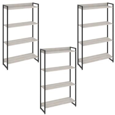 Imagem de Kit 3 Estantes Escritório 4 Prateleiras 145x80cm Snow