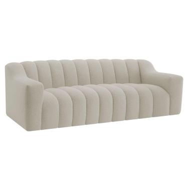 Imagem de Sofá 2 Lugares Luxo Recepção Escritorio Sala Elegance 150cm Linho Cor Bege