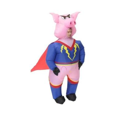 Imagem de Traje Inflável de Porco Rosa para Adulto - Fantasia de Halloween para 