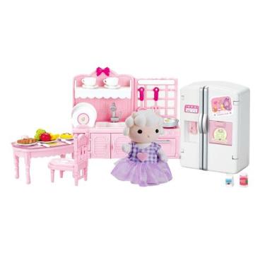 Imagem de Kit Casinha De Bonecas Cozinha Miniatura Com Boneca Ovelha Zoop Toys