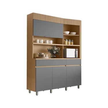 Imagem de Cozinha Compacta Realeza 100% MDF 4 Portas 2 Gavetas Carvalho e Titânio