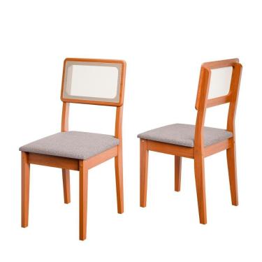 Imagem de Conjunto De 2 Cadeiras De Jantar Santiago Em Tecido Boucle Cinamomo/nevoa Boucle Cinamomo/nevoa Boucle