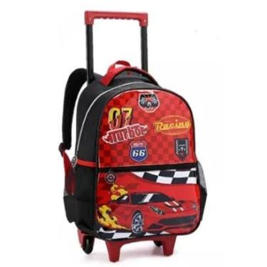 Imagem de Mochila Rodinhas Carros Escolar Vermelha Racing Infantil Denlex-Masculino