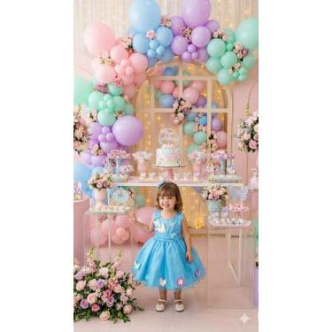 Imagem de Vestido Princesa Belli Anabel Jardim Encantado Azul Turquesa - Tecido 