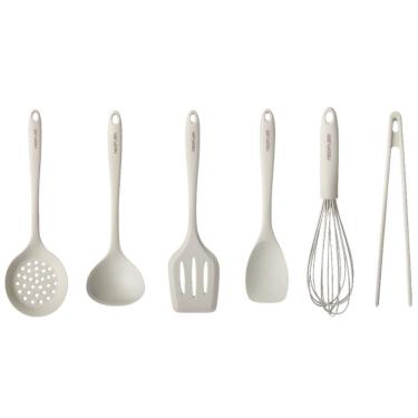 Imagem de Kit De Utensílios De Cozinha Em Silicone – 6 Peças - Cor Pérola Branco