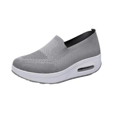 Imagem de Tênis Casuais Femininos Respiráveis Em Malha, Slip-On, Para Caminhada,