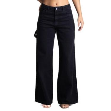 Imagem de Calça Jeans Sawary Wide Leg - 282261 - preto 38, Preto, 38