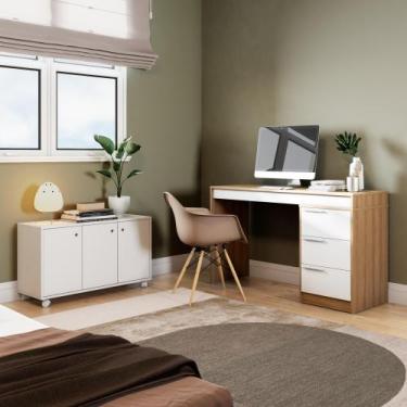 Imagem de Conjunto 2 Peças com Escrivaninha e Armário para Escritório - BRV Móve