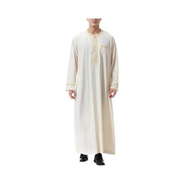 Imagem de Roupa Tradicional Muçulmana Masculina, Robe Islâmico Bordado De Dubai,