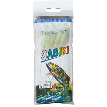Imagem de Isca Artificial Pesca Sabiki 5 Camarao Fluorescente Para Lambari Robalo Tainha Uso Mar...
