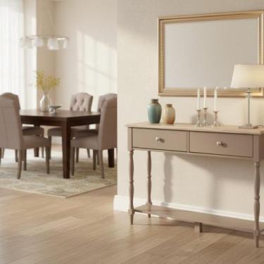 Imagem de Aparador 2 Gavetas Tampo em Madeira Maciça Pés Torneados Louise - Treb