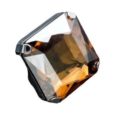 Imagem de Anel Grande De Cristal Chamativo Com Design AB Cor Champanhe Para Mulh