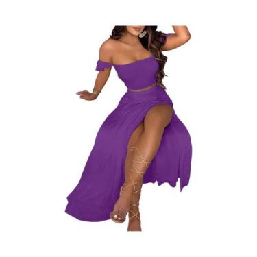 Imagem de Conjunto De Duas Peças Feminino Boêmio: Colete Elástico Ombro a Ombro 