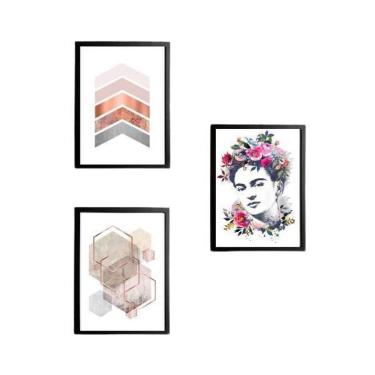 Imagem de Kit 3 Quadros Decorativos Geométricos Frida 20X30Cm