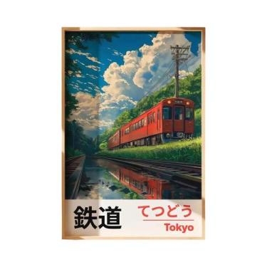Imagem de Impressão Em Tela De Paisagem Ferroviária Japonesa Retrô De Rua Noturn