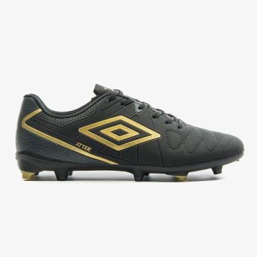Imagem de Chuteira Campo Attak Eternal Umbro Unissex Cor:Preto+DouradoTamanho:44