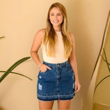 Imagem de Saia Jeans Detalhada 100 Destroyer Premium Com Estilo Tradicional Verã