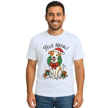 Imagem de Camiseta Feliz Natal Cachorro Natalino Estampa Personalizada - Use P4,