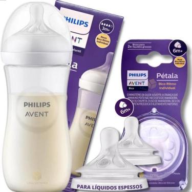 Imagem de Kit Mamadeira Philips Avent Pétala 330 Ml Bico Nº4 Fluxo Rápido e 2 Bi