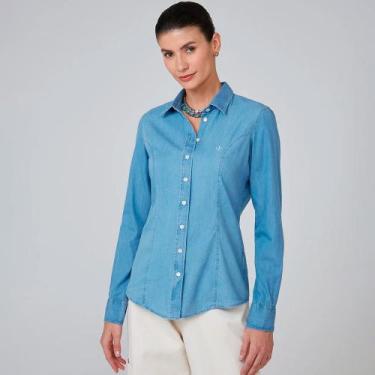 Imagem de Camisa Jeans Dudalina Slim In25 Azul Feminino, 38